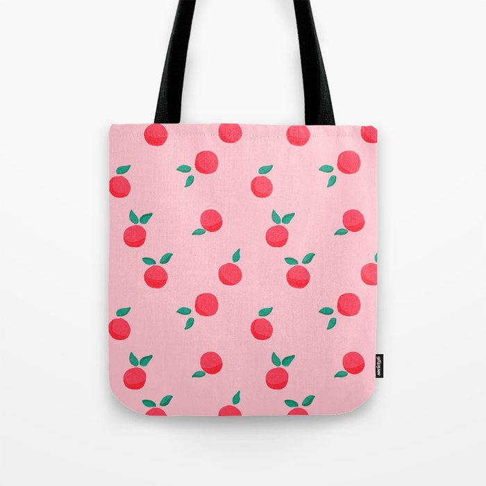 Summer Pink Peaches Pattern Tote Bag Gallery Image 1