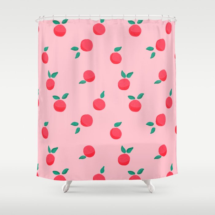 Summer Pink Peaches Pattern Shower Curtain Gallery Image 1