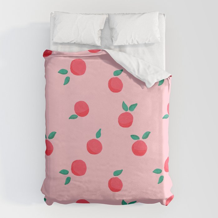 Summer Pink Peaches Pattern Duvet Cover Gallery Image 1