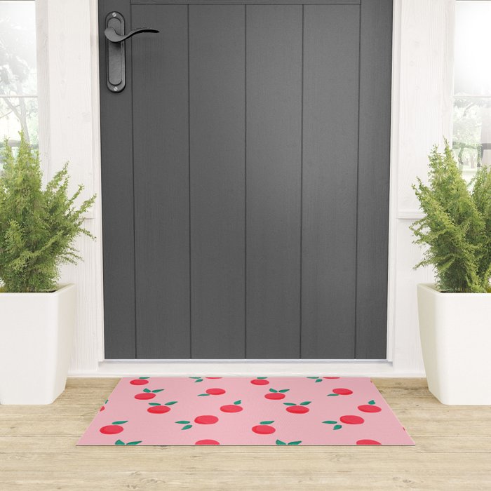 Summer Pink Peaches Pattern Welcome Mat Gallery Image 3