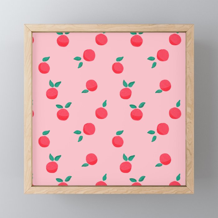 Summer Pink Peaches Pattern Mini Art Print Gallery Image 1