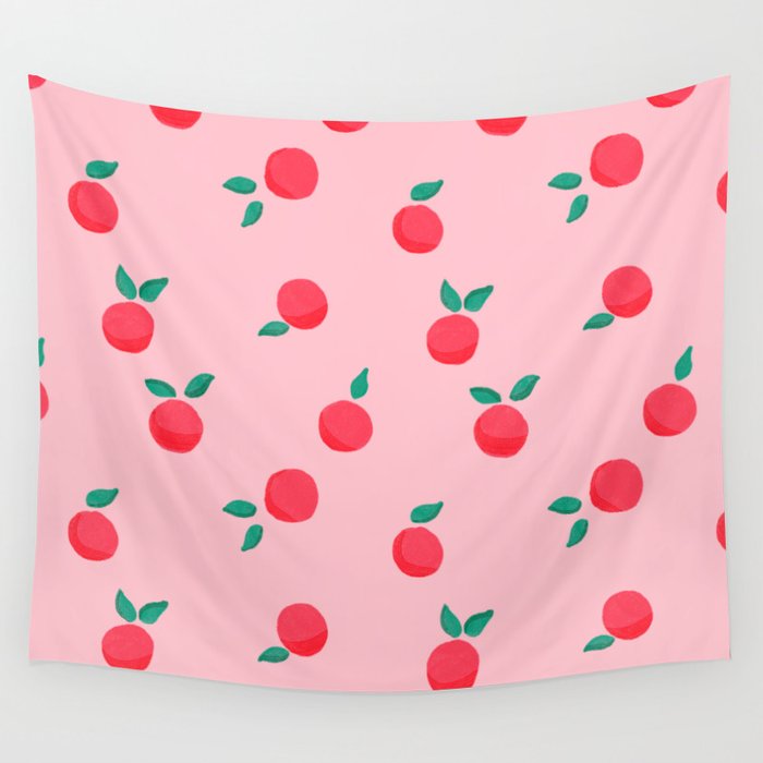Summer Pink Peaches Pattern Wall Tapestry Gallery Image 4