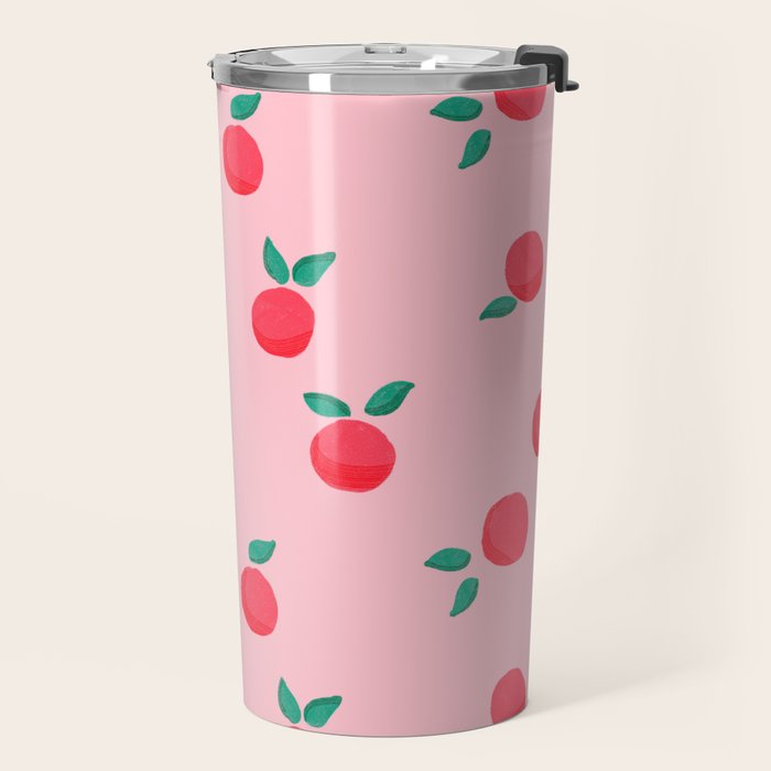 Summer Pink Peaches Pattern Travel Mug Gallery Image 2