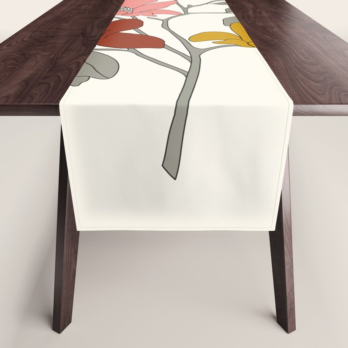 Colorful Minimal Line Art Magnolia Table Runner Gallery Image 1