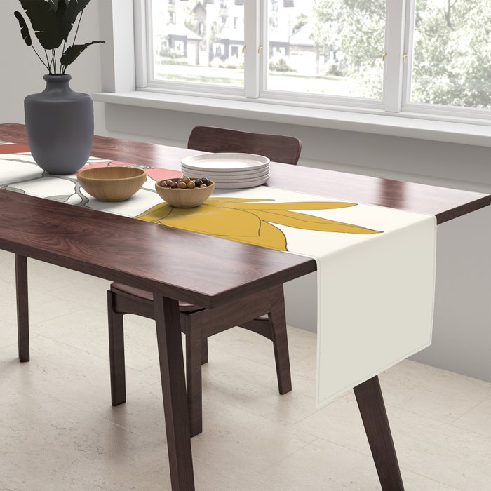 Colorful Minimal Line Art Magnolia Table Runner Gallery Image 2