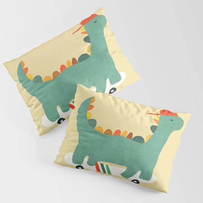 Dinosaur on retro skateboard Pillow Sham Gallery Image 3