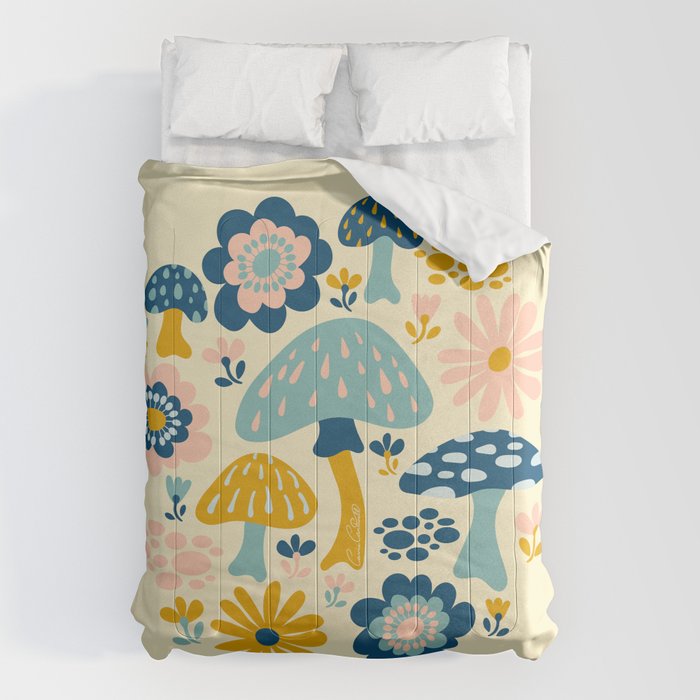 Magical Woodland Floral With Mushrooms Comforter Gallery Image 6