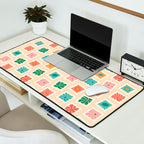 Vintage flower postage stamp pattern Desk Mat Gallery Image 2