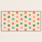 Vintage flower postage stamp pattern Desk Mat Gallery Image 3