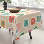Vintage flower postage stamp pattern Tablecloth Gallery Image 3