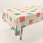Vintage flower postage stamp pattern Tablecloth Gallery Image 1