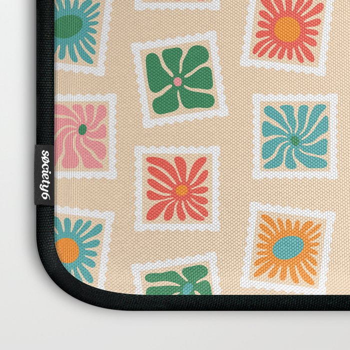 Vintage flower postage stamp pattern Laptop Sleeve Gallery Image 3