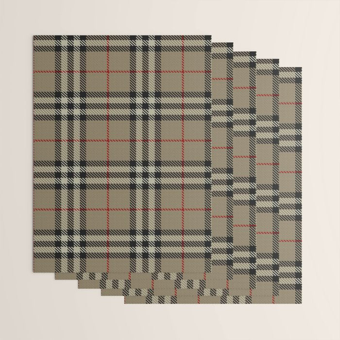 Luxury Beige Tartan Plaid Pattern Wrapping Paper Gallery Image 3