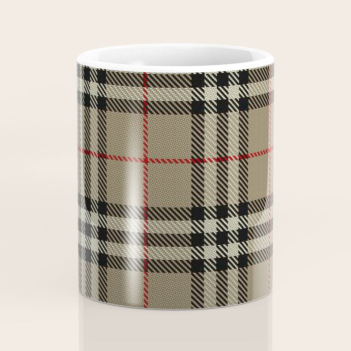 Luxury Beige Tartan Plaid Pattern Coffee Mug Gallery Image 4