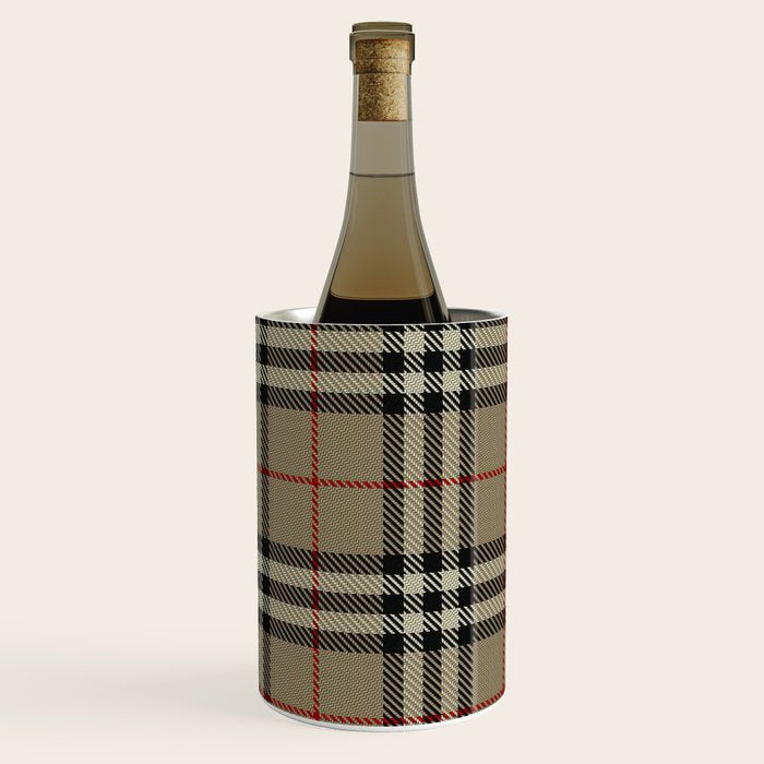 Luxury Beige Tartan Plaid Pattern Wine Chiller Gallery Image 2