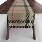 Luxury Beige Tartan Plaid Pattern Table Runner Gallery Image 1