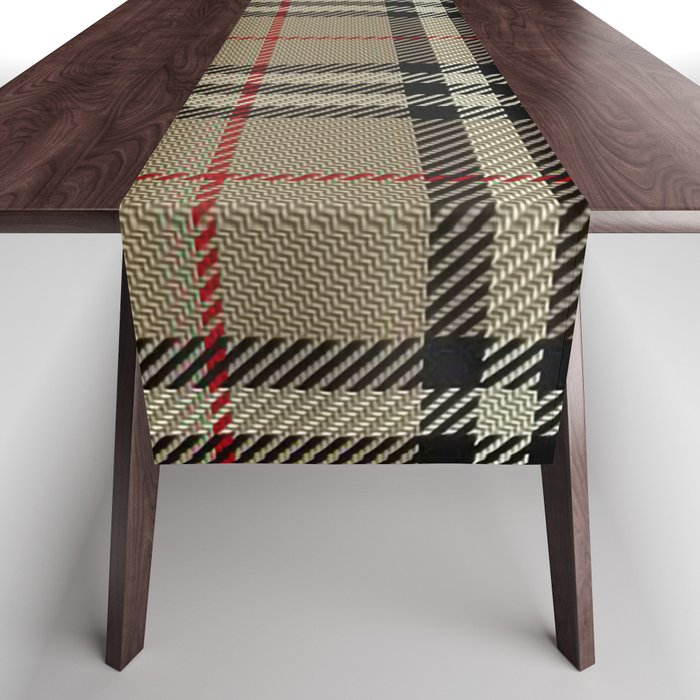 Luxury Beige Tartan Plaid Pattern Table Runner Gallery Image 1