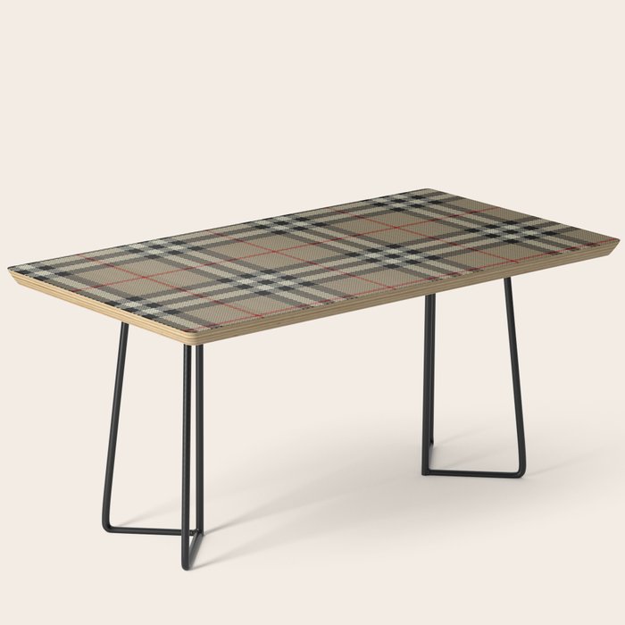 Luxury Beige Tartan Plaid Pattern Coffee Table Gallery Image 1