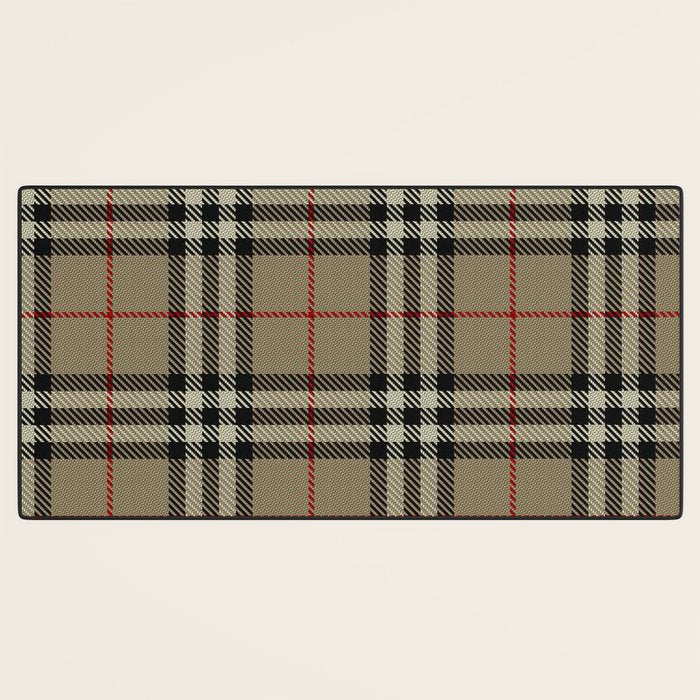 Luxury Beige Tartan Plaid Pattern Desk Mat Gallery Image 3