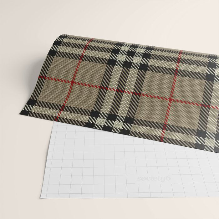 Luxury Beige Tartan Plaid Pattern Wrapping Paper Gallery Image 2