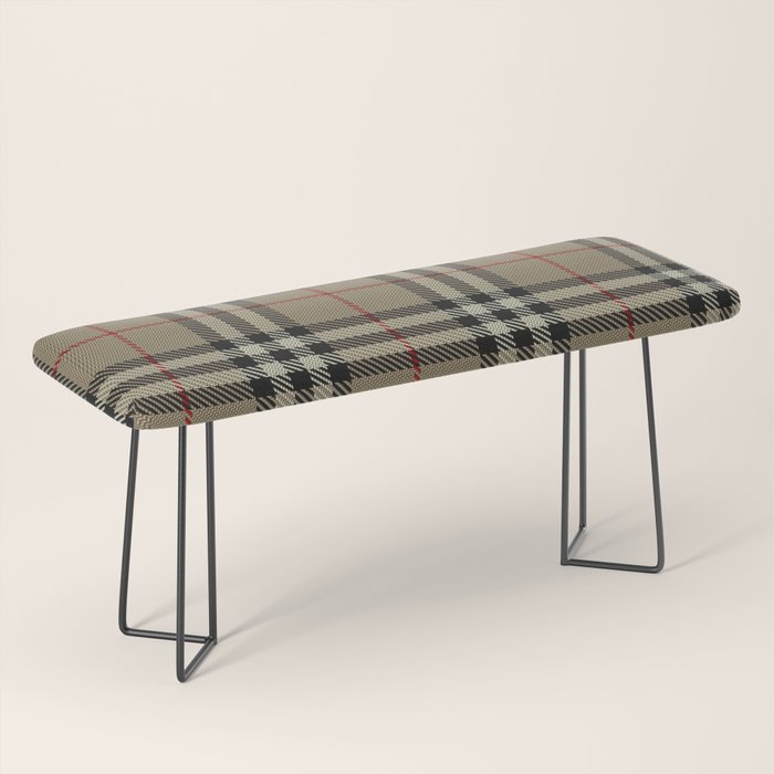 Luxury Beige Tartan Plaid Pattern Bench Gallery Image 1