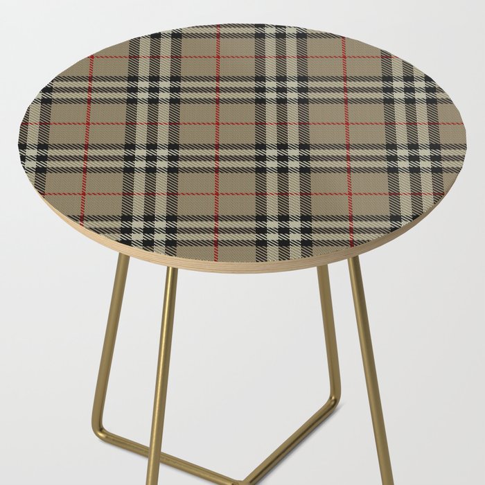 Luxury Beige Tartan Plaid Pattern Side Table Gallery Image 2