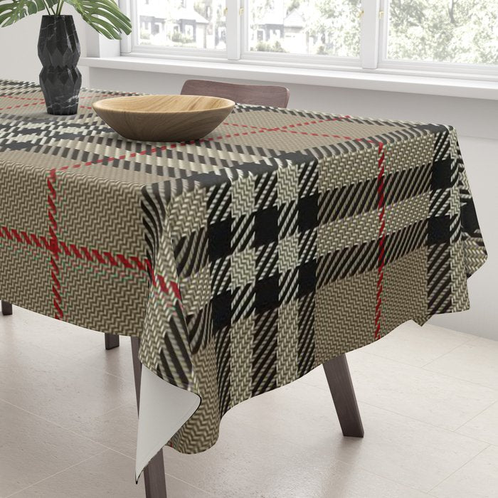 Luxury Beige Tartan Plaid Pattern Tablecloth Gallery Image 3