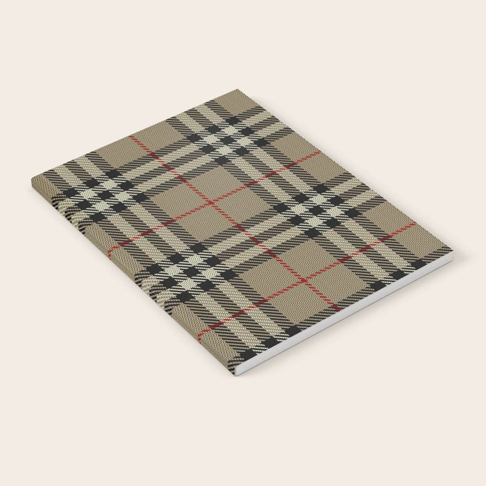 Luxury Beige Tartan Plaid Pattern Notebook Gallery Image 2