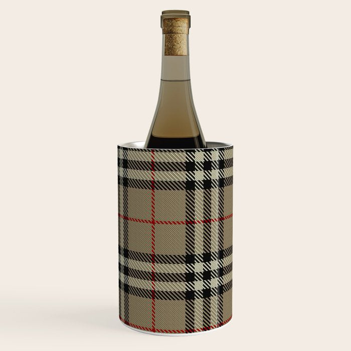 Luxury Beige Tartan Plaid Pattern Wine Chiller Gallery Image 1