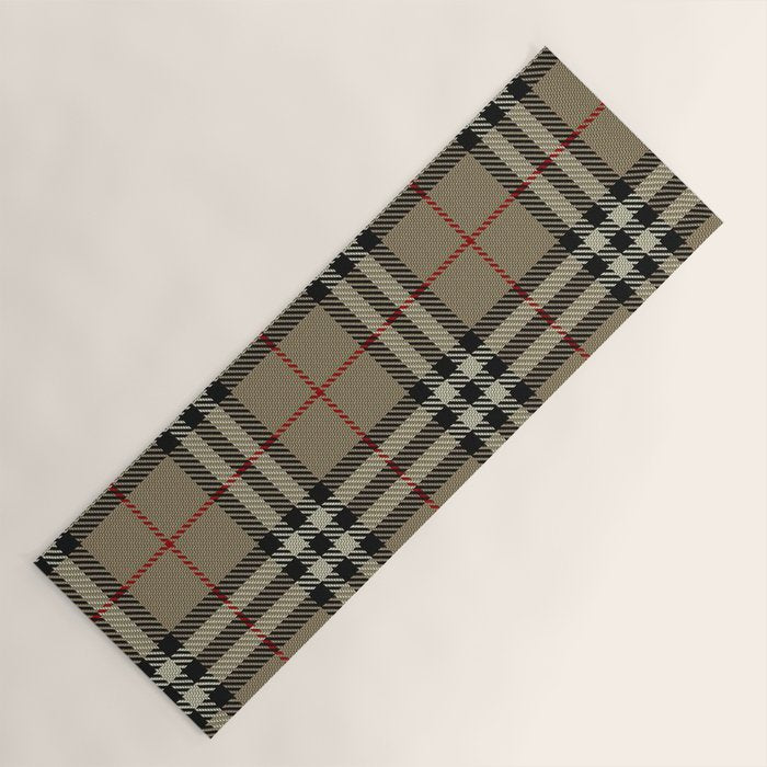 Luxury Beige Tartan Plaid Pattern Yoga Mat Gallery Image 1