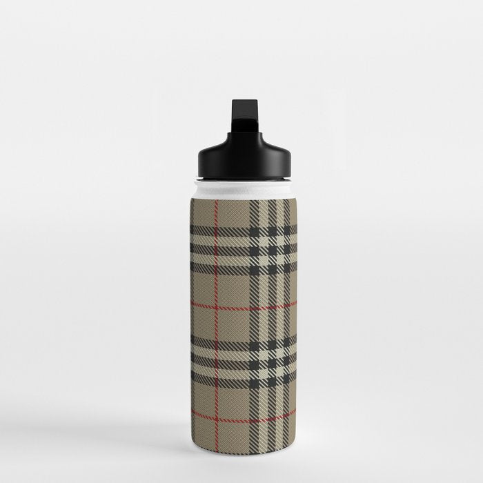 Luxury Beige Tartan Plaid Pattern Water Bottle Gallery Image 3