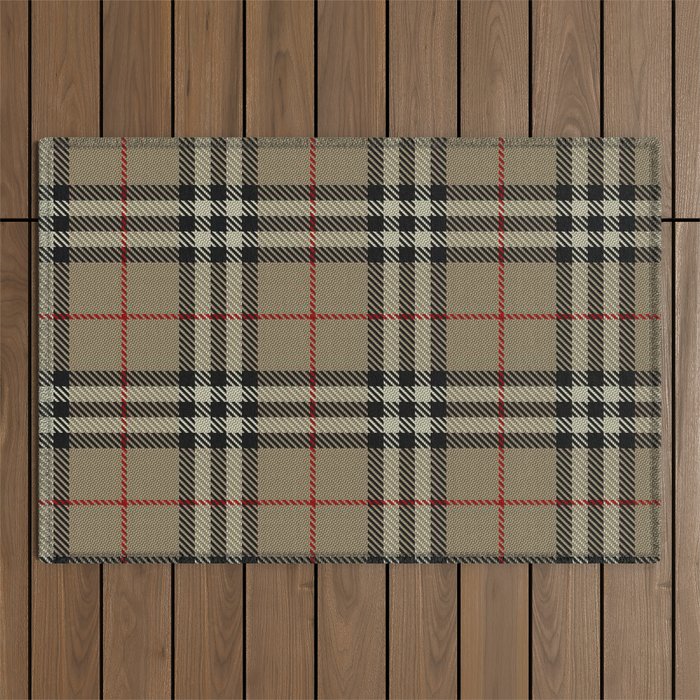 Luxury Beige Tartan Plaid Pattern Outdoor Rug Gallery Image 1
