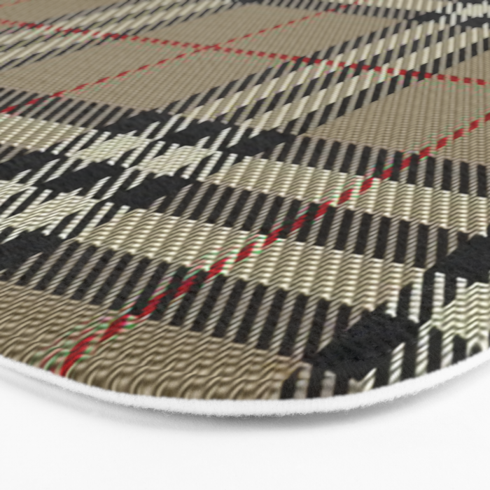 Luxury Beige Tartan Plaid Pattern Bath Mat Gallery Image 3