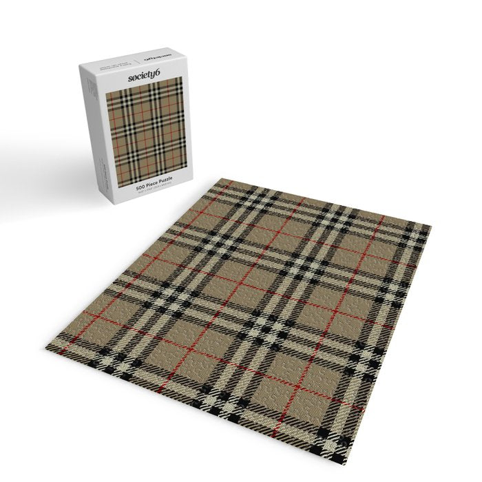 Luxury Beige Tartan Plaid Pattern Jigsaw Puzzle Gallery Image 2