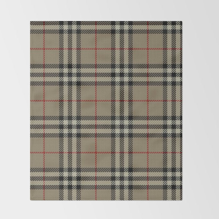 Luxury Beige Tartan Plaid Pattern Throw Blanket Gallery Image 2