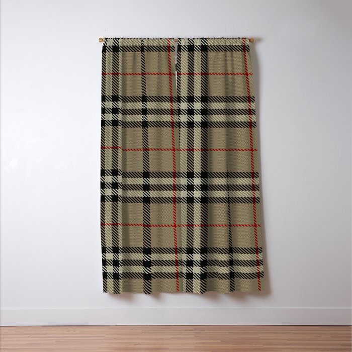 Luxury Beige Tartan Plaid Pattern Window Curtain Gallery Image 3