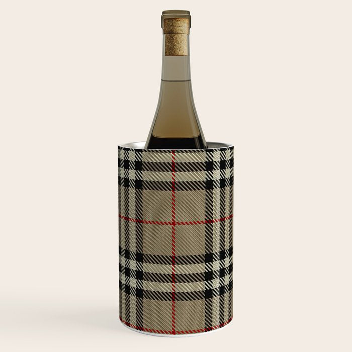 Luxury Beige Tartan Plaid Pattern Wine Chiller Gallery Image 3