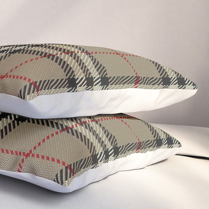 Luxury Beige Tartan Plaid Pattern Pillow Sham Gallery Image 3
