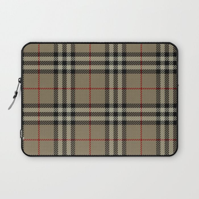 Luxury Beige Tartan Plaid Pattern Laptop Sleeve Gallery Image 1