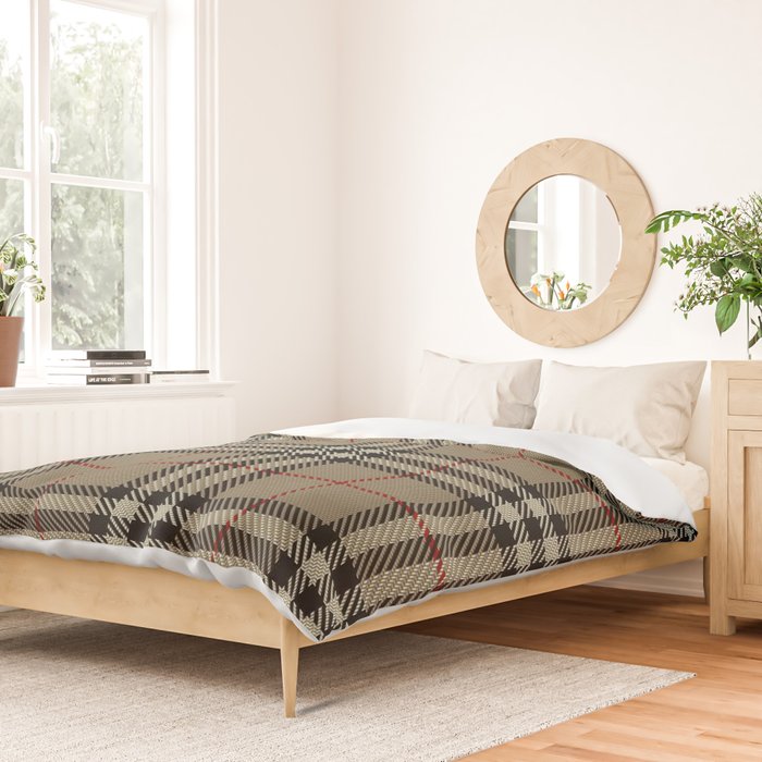 Luxury Beige Tartan Plaid Pattern Duvet Cover Gallery Image 2