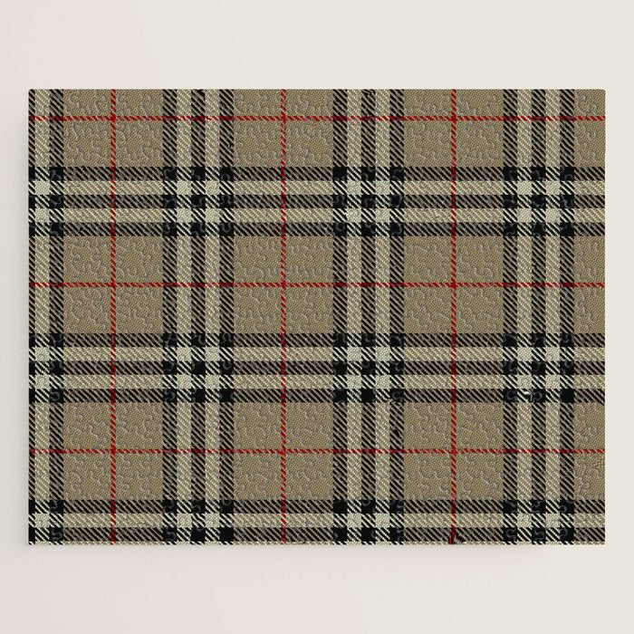 Luxury Beige Tartan Plaid Pattern Jigsaw Puzzle Gallery Image 1