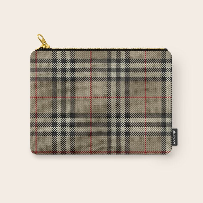 Luxury Beige Tartan Plaid Pattern Carry All Pouch Gallery Image 1