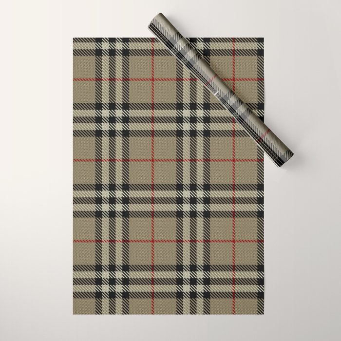 Luxury Beige Tartan Plaid Pattern Wrapping Paper Gallery Image 1
