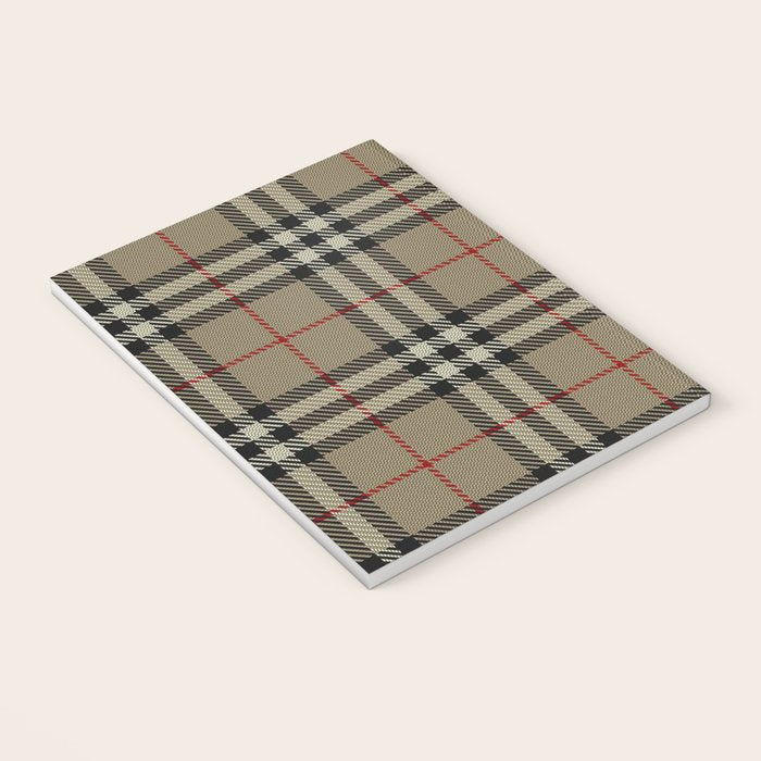 Luxury Beige Tartan Plaid Pattern Notebook Gallery Image 3