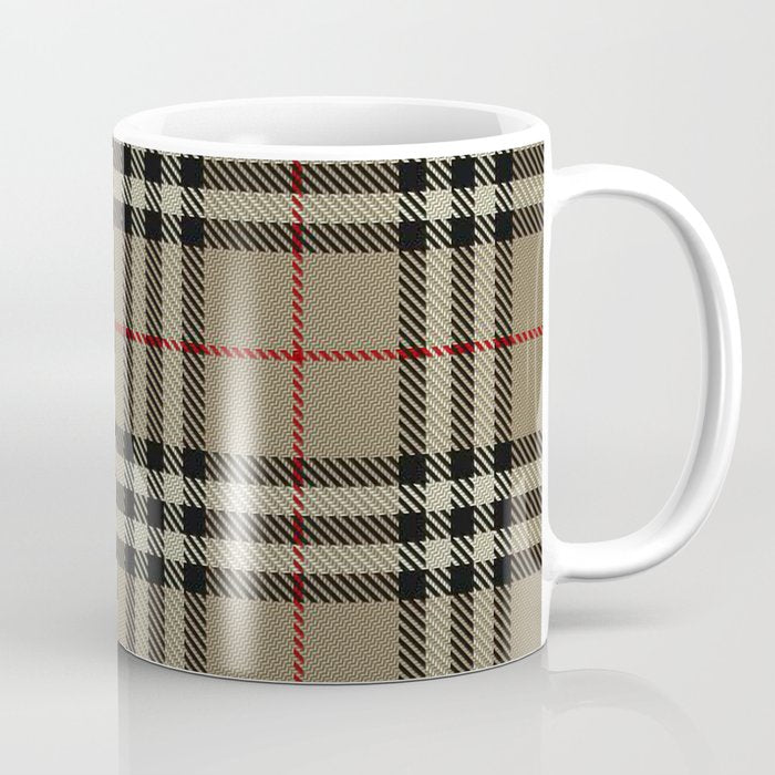 Luxury Beige Tartan Plaid Pattern Coffee Mug Gallery Image 1