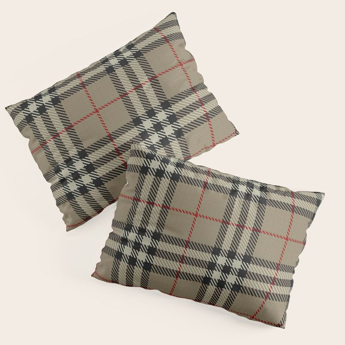 Luxury Beige Tartan Plaid Pattern Pillow Sham Gallery Image 1