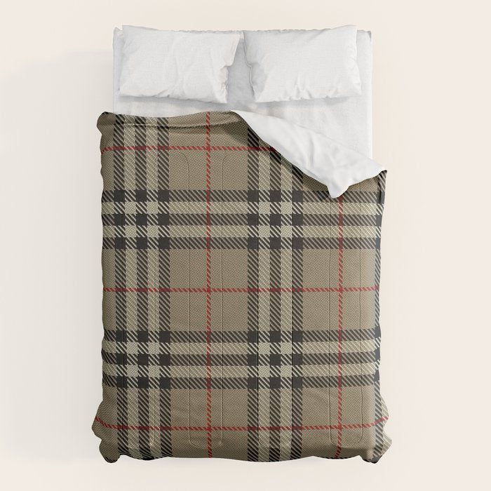 Luxury Beige Tartan Plaid Pattern Comforter Gallery Image 1
