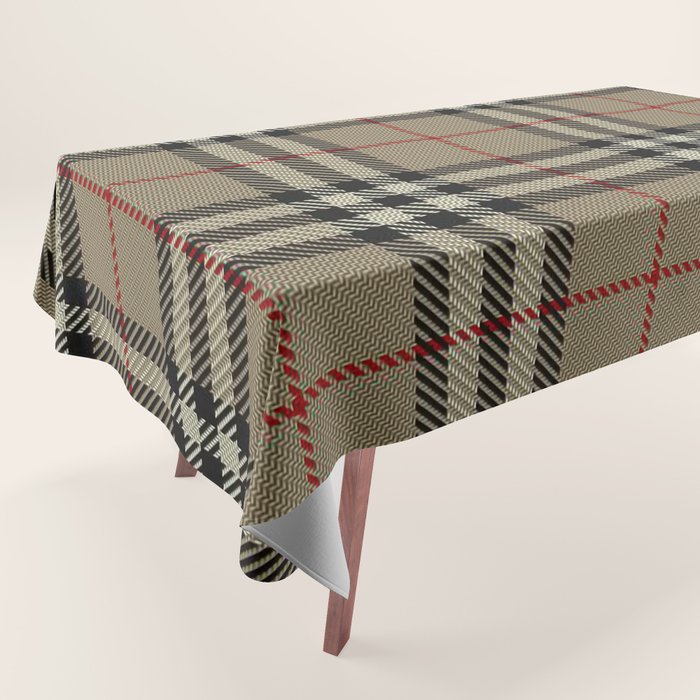 Luxury Beige Tartan Plaid Pattern Tablecloth Gallery Image 1