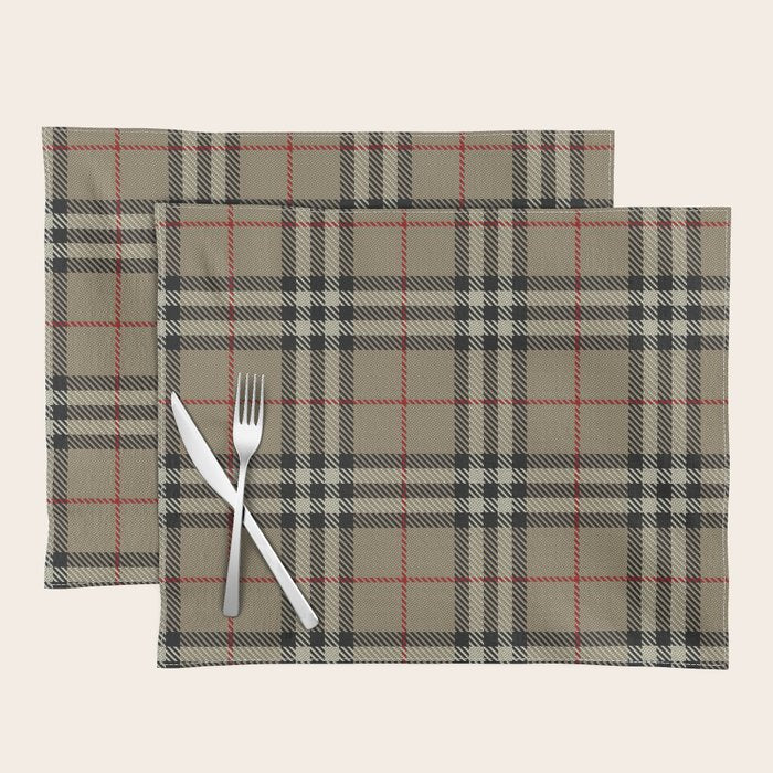 Luxury Beige Tartan Plaid Pattern Placemat Gallery Image 1