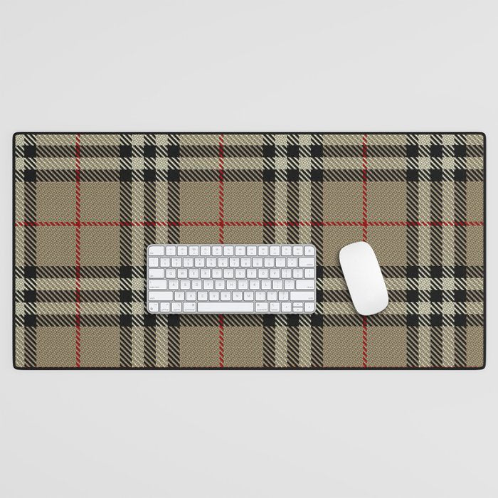 Luxury Beige Tartan Plaid Pattern Desk Mat Gallery Image 1